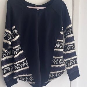 Poof! Black and White Knit Women's Sweater